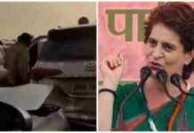 പ്രിയങ്ക ഗാന്ധിയുടെ വാഹനവ്യൂഹം അപകടത്തിൽപ്പെട്ടു