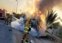 കാര് വൈദ്യുത പോസ്റ്റുമായി കൂട്ടിയിടിച്ചുണ്ടായ തീപ്പിടുത്തത്തില് ഒരാള് മരിച്ചു