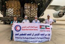 പലസ്തീൻ ജനതയ്ക്കായുള്ള ദുരിതാശ്വാസ സാമഗ്രികളുമായി ആദ്യവിമാനം കുവൈത്തിൽ നിന്ന് പറന്നു