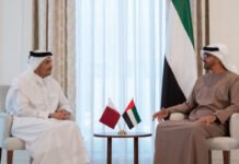 അബൂദബി കിരീടാവകാശി ഖത്തര് വിദേശകാര്യ മന്ത്രിയുമായി കൂടിക്കാഴ്ച്ച നടത്തി