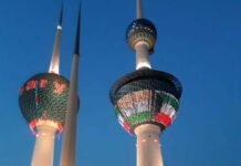 ഇന്ത്യ- കുവൈത്ത് ദേശീയ പതാകകള് കുവൈത്ത് ടവറിൽ തെളിഞ്ഞു