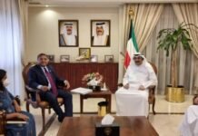 അംബാസഡർ സിബി ജോർജ് കുവൈത്ത് വിദേശകാര്യ സഹമന്ത്രി വലീദ് അലി അൽ-ഖുബൈസിയുമായി കൂടിക്കാഴ്ച നടത്തി.