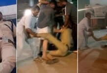 ഫുട്ബോൾ വിജയാഘോഷം, എറണാകുളത്ത് പൊലീസുകാരനെ റോഡിൽ വലിച്ചിഴച്ചു