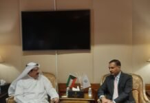 അംബാസഡർ ഡോ ആദർശ് സ്വൈക കുവൈറ്റ് ജല,വൈദ്യുത മന്ത്രിയുമായി കൂടിക്കാഴ്ച നടത്തി