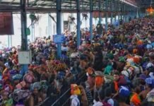 അനിയന്ത്രിത തിരക്ക്; ശബരിമല സന്നിധാനത്തെ കൈവരി തകര്ന്നു