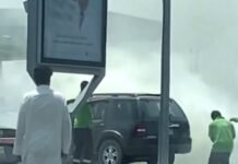 പെട്രോൾ പമ്പിനുള്ളിൽ കാറിന് തീ പിടിച്ചു; നിയന്ത്രണ വിധേയമാക്കി പ്രവാസി തൊഴിലാളികൾ