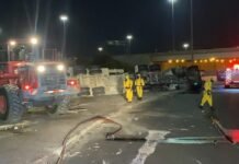 ദോഹ ലിങ്ക് റോഡിൽ കെമിക്കൽ ടാങ്കർ മറിഞ്ഞു