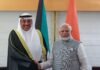 പ്രധാനമന്ത്രി നരേന്ദ്രമോദി കുവൈത്ത് കിരീടാവകാശിയുമായി കൂടിക്കാഴ്ച നടത്തി