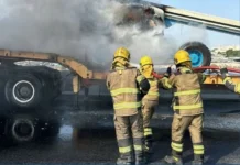 സെവൻത് റിംഗ് റോഡിൽ ട്രക്കിന് തീപിടിച്ചു